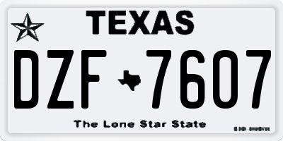 TX license plate DZF7607