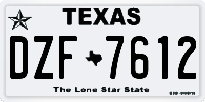 TX license plate DZF7612