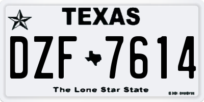 TX license plate DZF7614