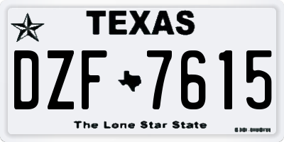 TX license plate DZF7615