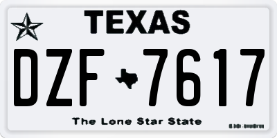 TX license plate DZF7617