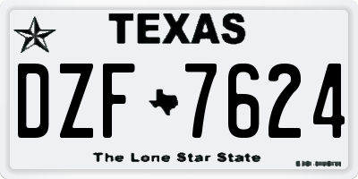 TX license plate DZF7624