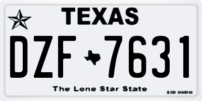 TX license plate DZF7631