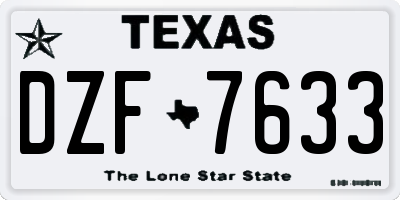 TX license plate DZF7633