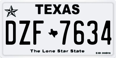 TX license plate DZF7634