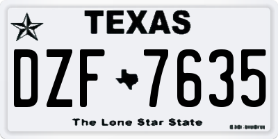 TX license plate DZF7635