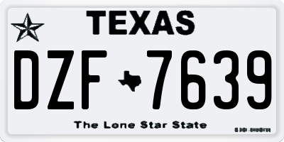 TX license plate DZF7639