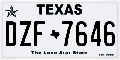 TX license plate DZF7646