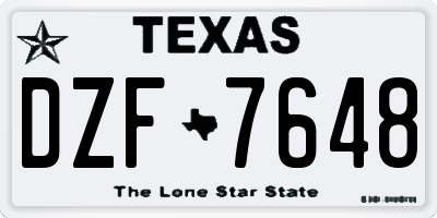TX license plate DZF7648