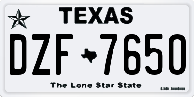 TX license plate DZF7650