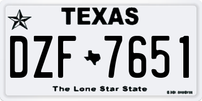 TX license plate DZF7651