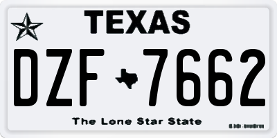 TX license plate DZF7662