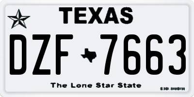 TX license plate DZF7663