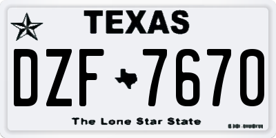TX license plate DZF7670