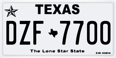 TX license plate DZF7700
