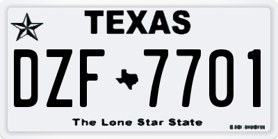 TX license plate DZF7701