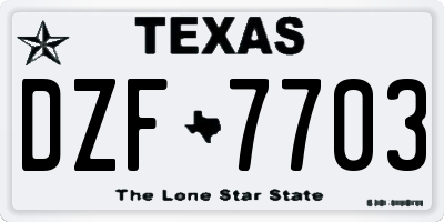TX license plate DZF7703