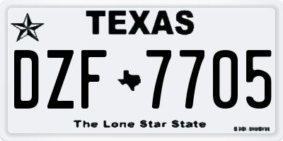 TX license plate DZF7705
