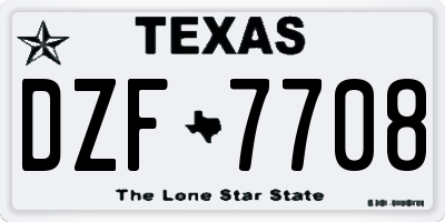 TX license plate DZF7708