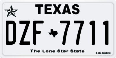 TX license plate DZF7711