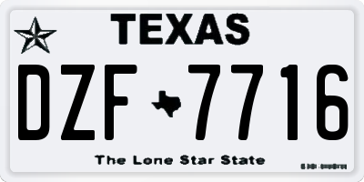 TX license plate DZF7716
