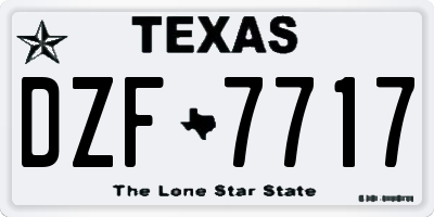TX license plate DZF7717