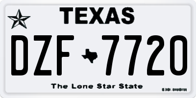 TX license plate DZF7720