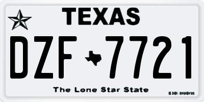 TX license plate DZF7721