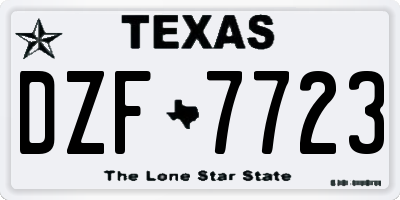 TX license plate DZF7723