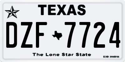 TX license plate DZF7724