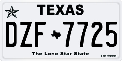 TX license plate DZF7725