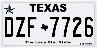 TX license plate DZF7726