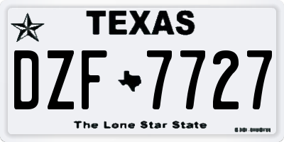TX license plate DZF7727