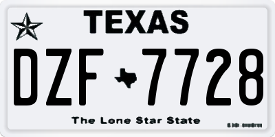 TX license plate DZF7728