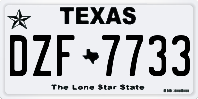TX license plate DZF7733