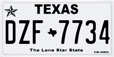 TX license plate DZF7734
