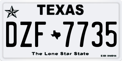 TX license plate DZF7735