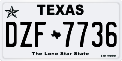 TX license plate DZF7736