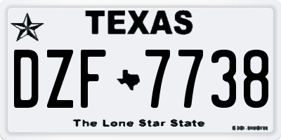 TX license plate DZF7738