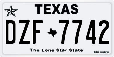 TX license plate DZF7742