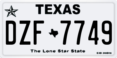 TX license plate DZF7749