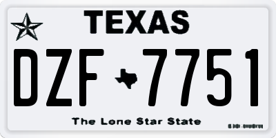 TX license plate DZF7751
