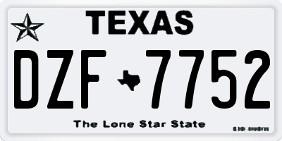 TX license plate DZF7752