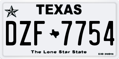 TX license plate DZF7754