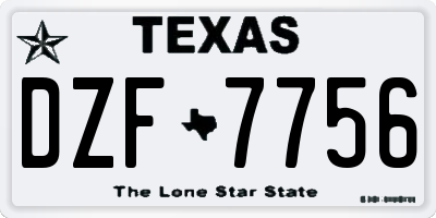 TX license plate DZF7756
