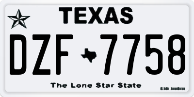 TX license plate DZF7758