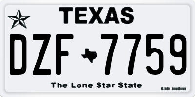 TX license plate DZF7759