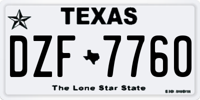 TX license plate DZF7760
