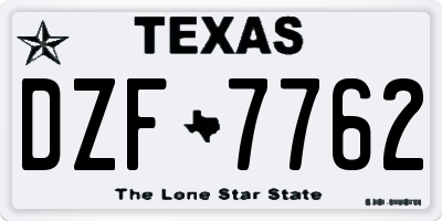 TX license plate DZF7762