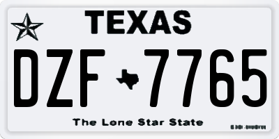 TX license plate DZF7765